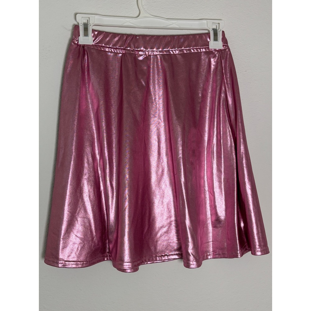 Pumpkino Metallic Pink Skater Skirt Womens Medium Shiny Rave Festival Costume